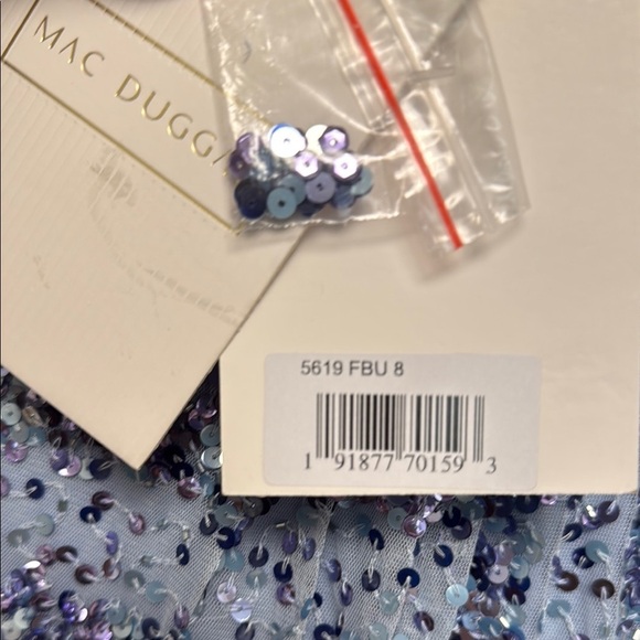 NWT | Mac Diggal 5619 Blue Embellished High Neck Cap Sleeve Gown Size 8 - Picture 5 of 12